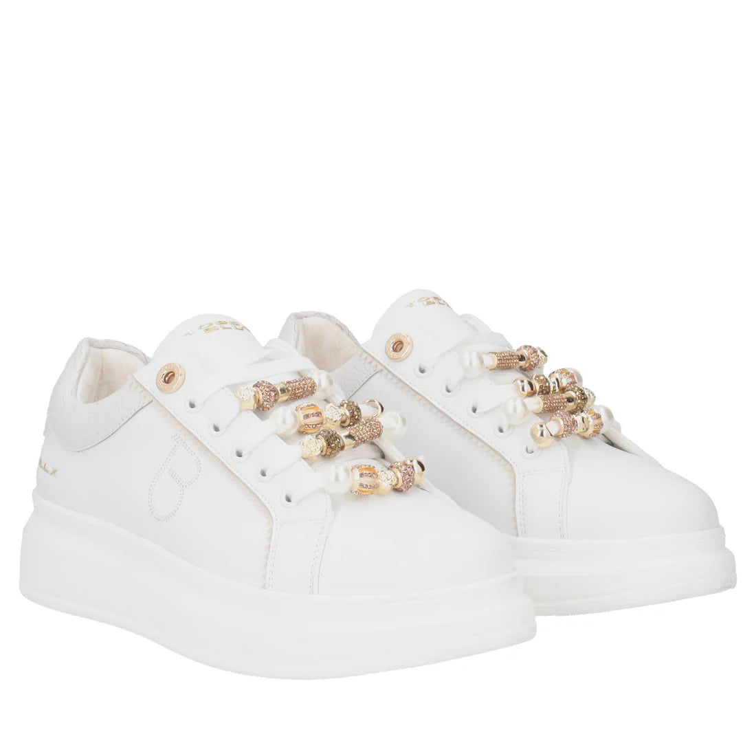 Sneakers Chic in pelle con accessori tosca blu