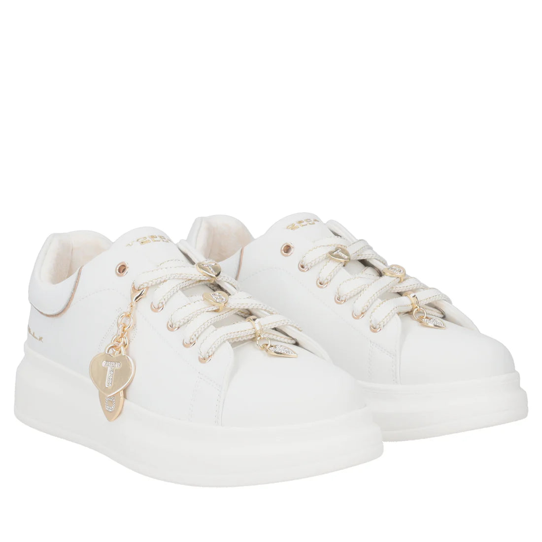 Sneakers Chic con pendagli cuore tosca blu