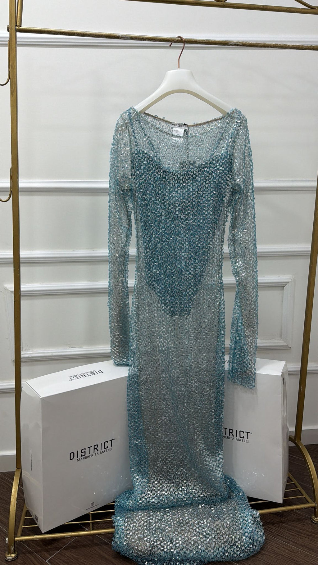 Abito lungo in paillettes District Margherita mazzei