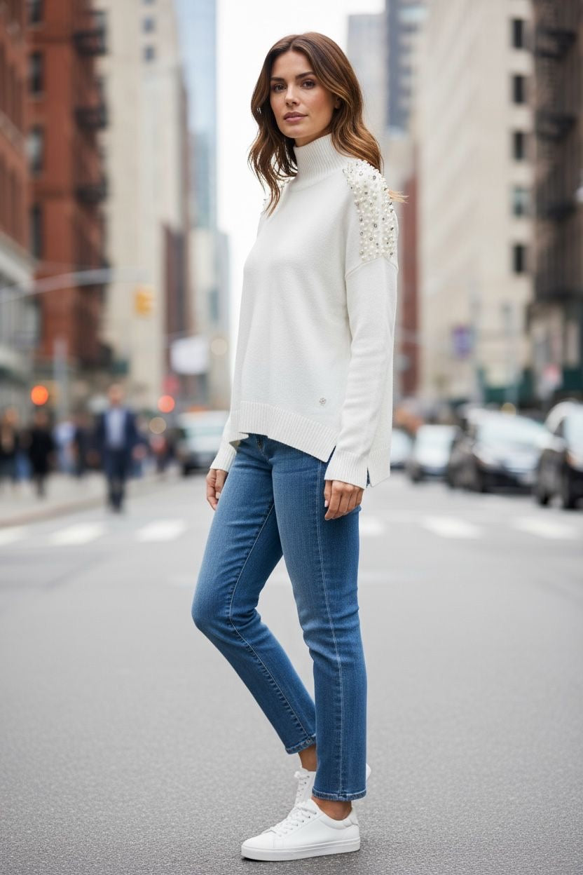 Maglioncino perle fresh flower