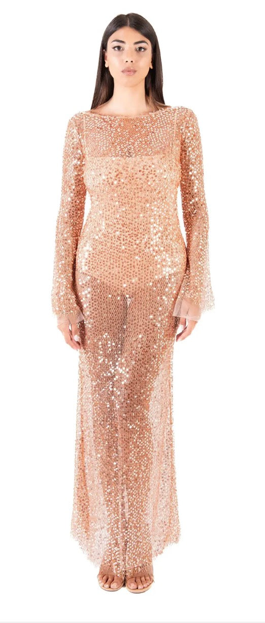 Abito lungo in paillettes District Margherita mazzei