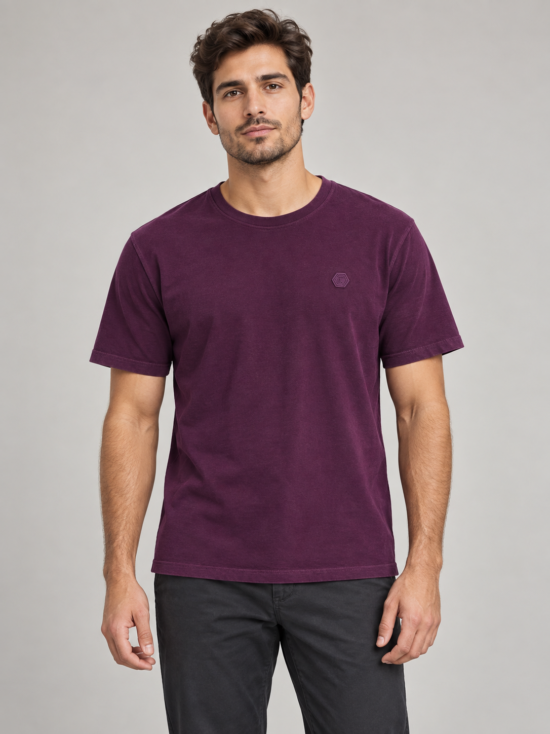 Superior Vintage T-shirt girocollo bordeaux a maniche corte