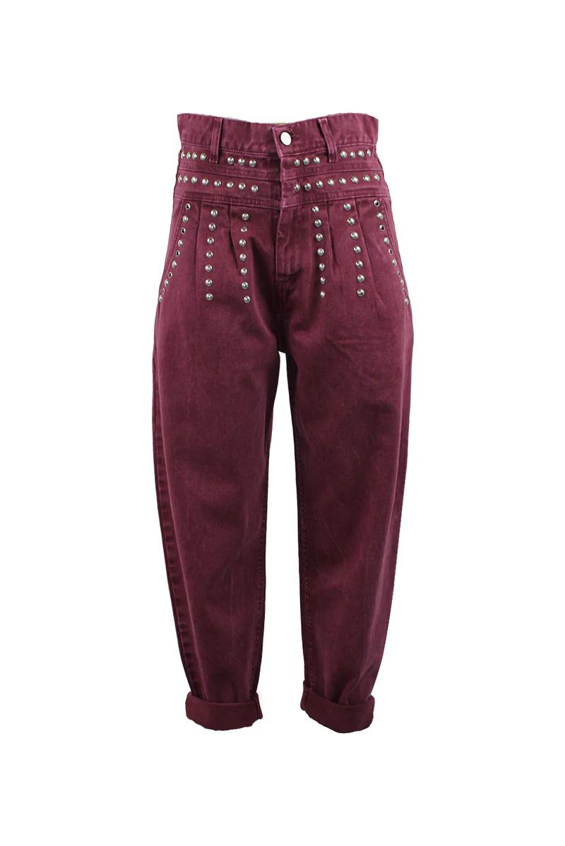 JEANS BARREL A VITA ALTA CON BORCHIE ODI ET AMO