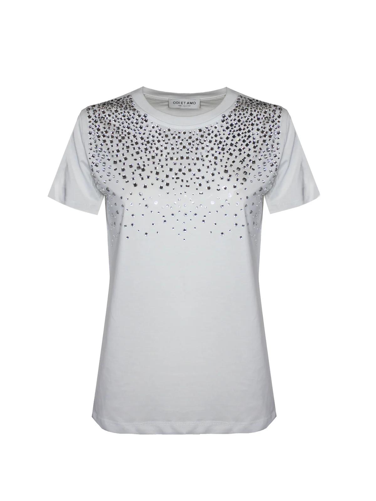 T‐SHIRT MEZZA MANICA CON APPLICAZIONI STRASS ODI ET AMO