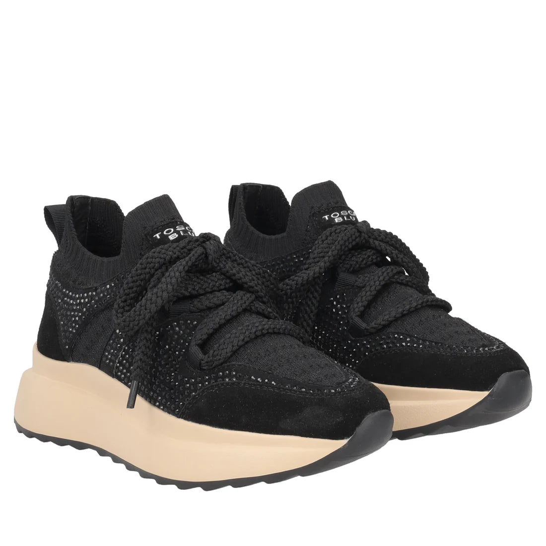 Sneakers Chill out con microstrass colore nero tosca blu