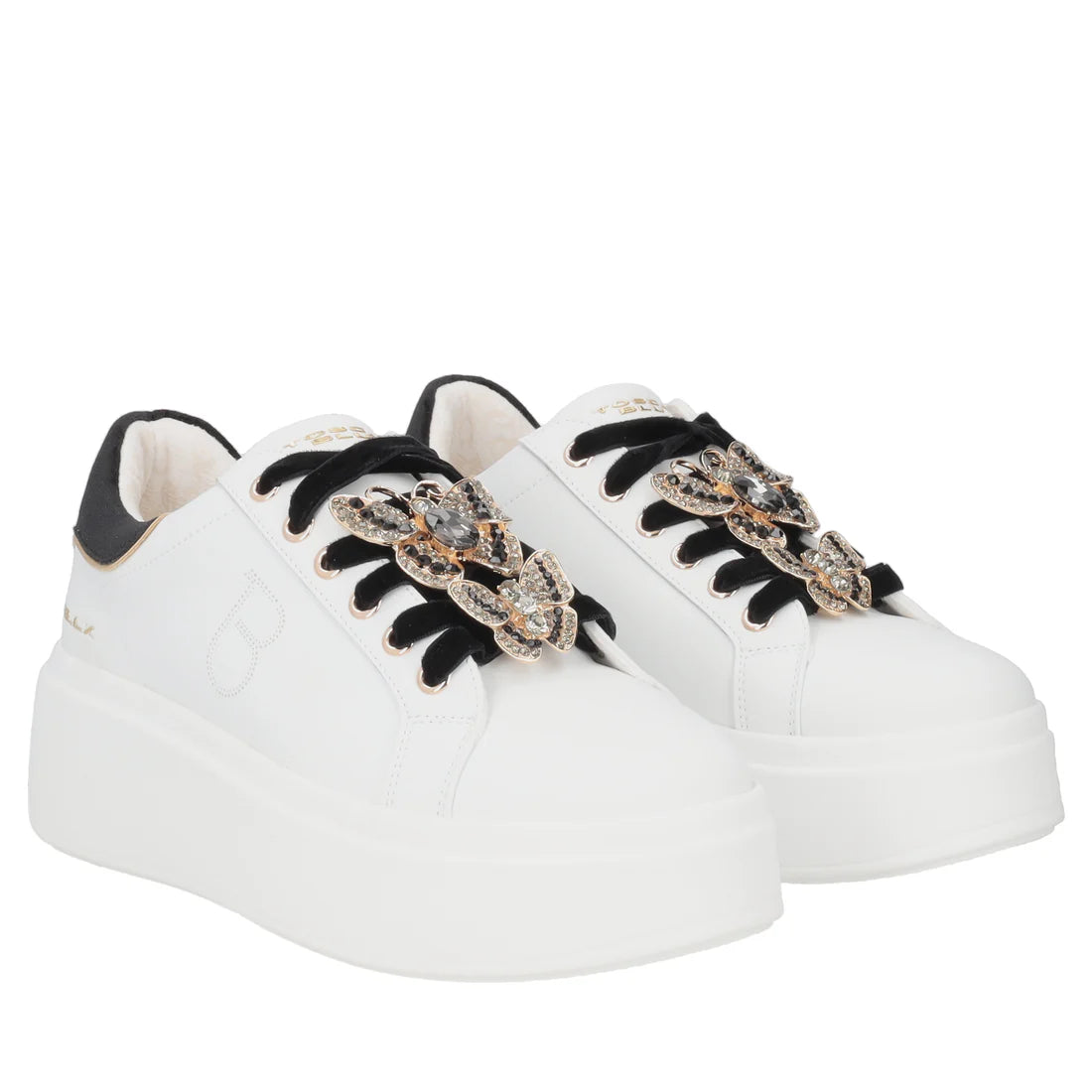 Sneakers Dazzling con farfalle gioiello tosca blu