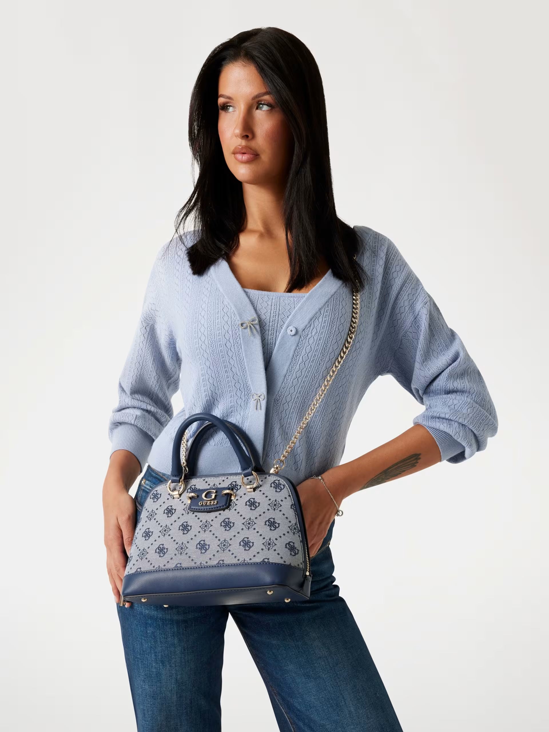 Borsa a mano con tracolla Neda 4G logo peony  guess donna