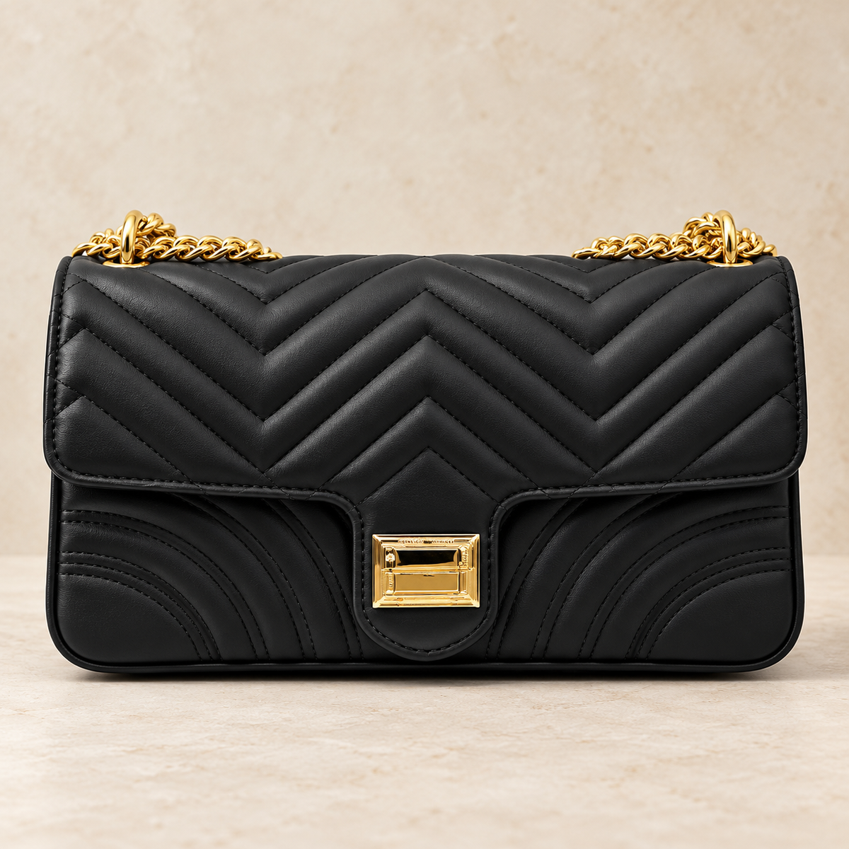 Borsa Marc Ellis nera trapuntata chevron — foto prodotto