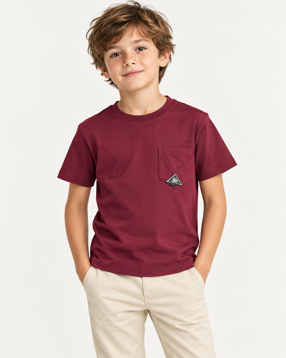 T-shirt Roy Roger’s bordeaux - immagine indossata generata