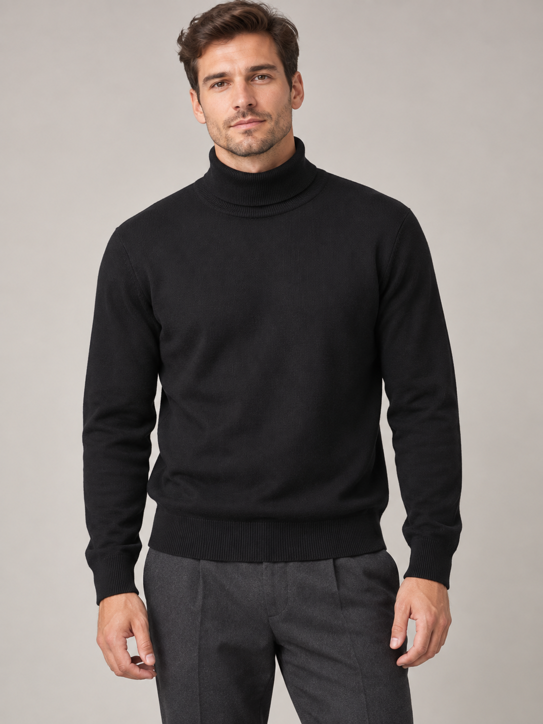 Dolcevita uomo Superior Vintage Nero indossato
