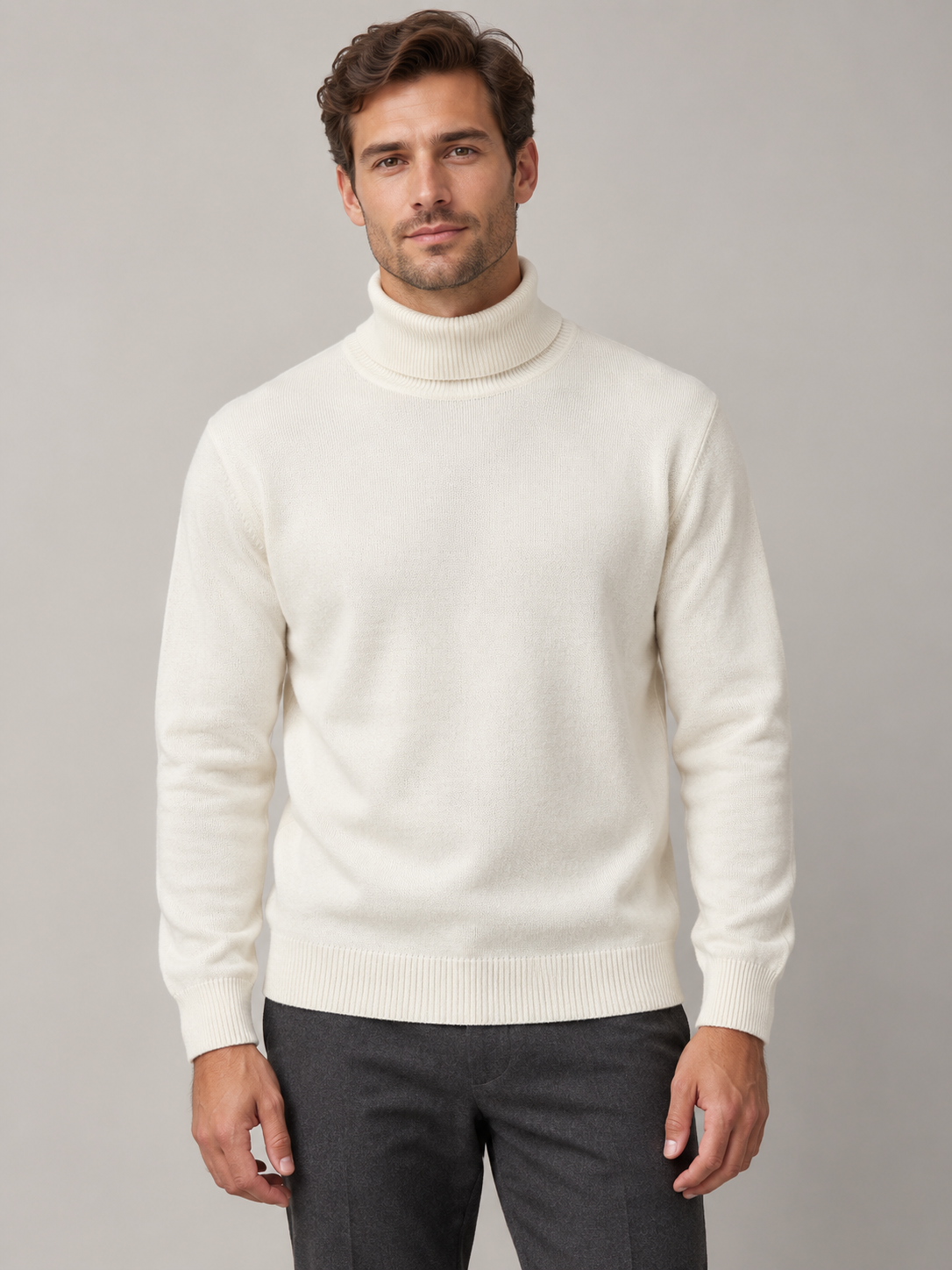 Dolcevita uomo Superior Vintage Panna indossato
