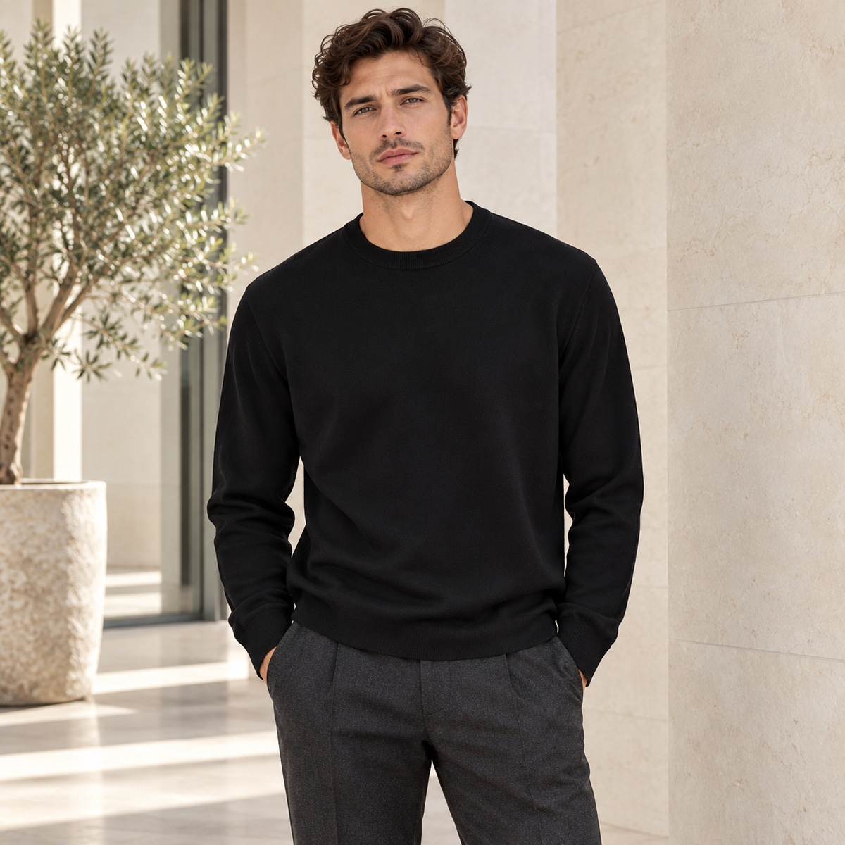 Maglia Urbanring nera girocollo indossata