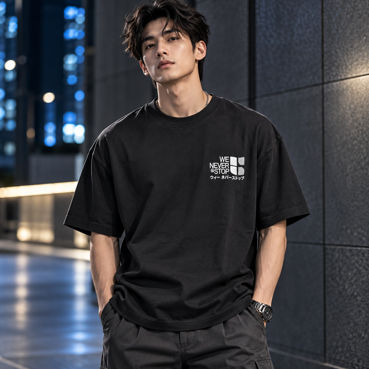T-shirt Urbanring nera indossata